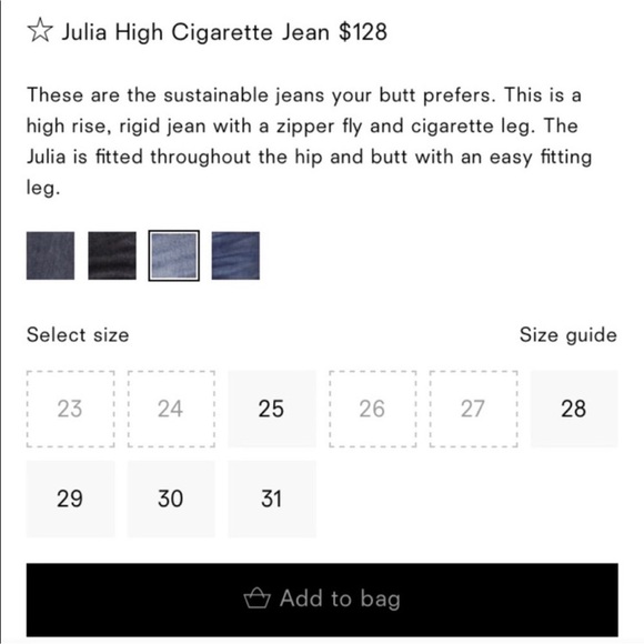 Reformation Julia High Cigarette Jean Size 27 Color Blue - Picture 4 of 9